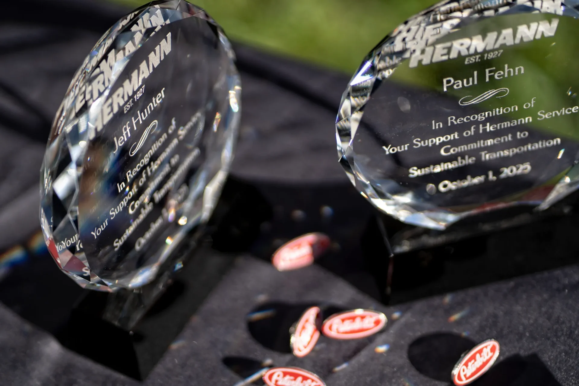 awards presented to Jeff Hunter and Paul Fehn at the Hermann Services signing event