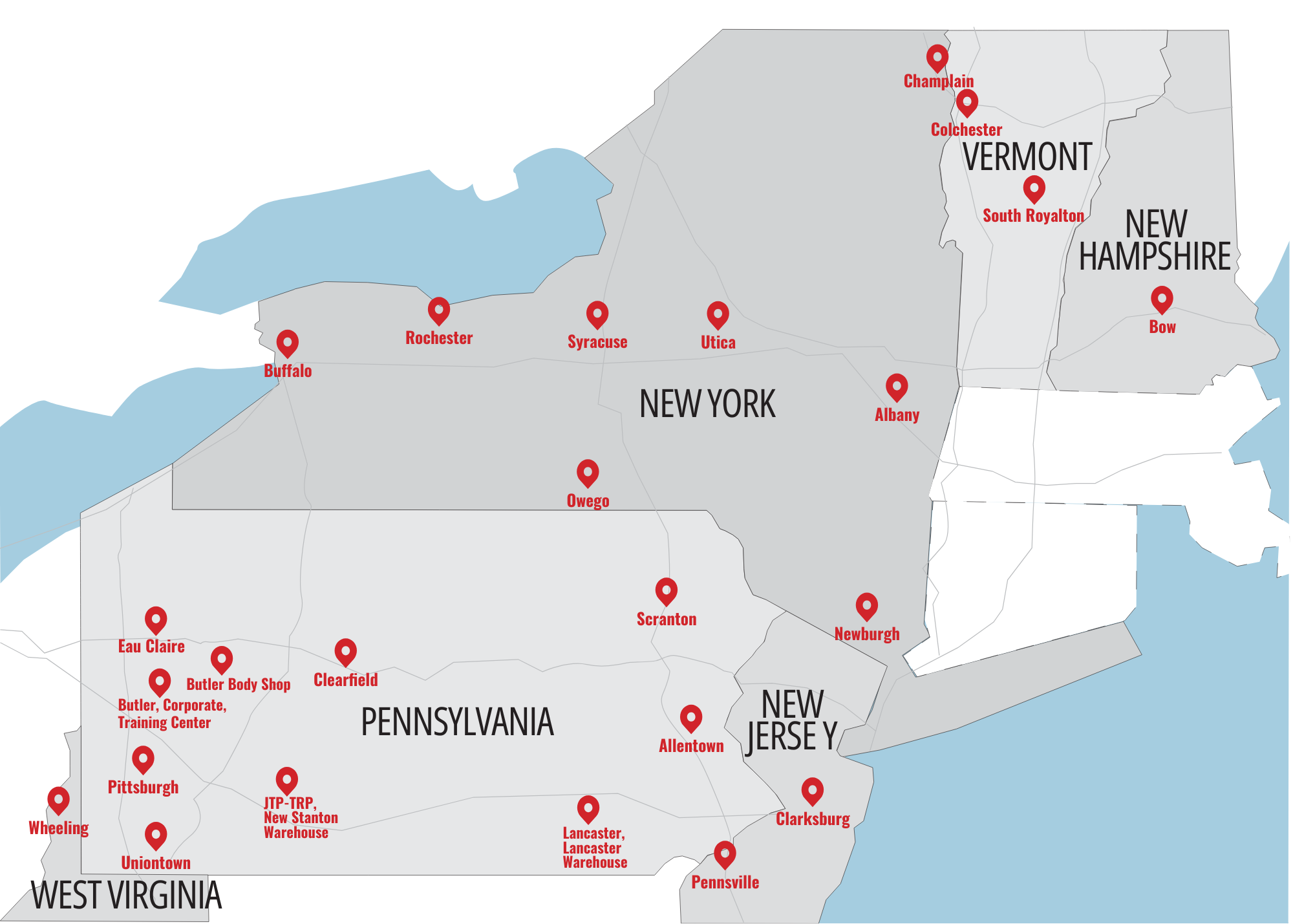 Hunter Truck northeast footprint