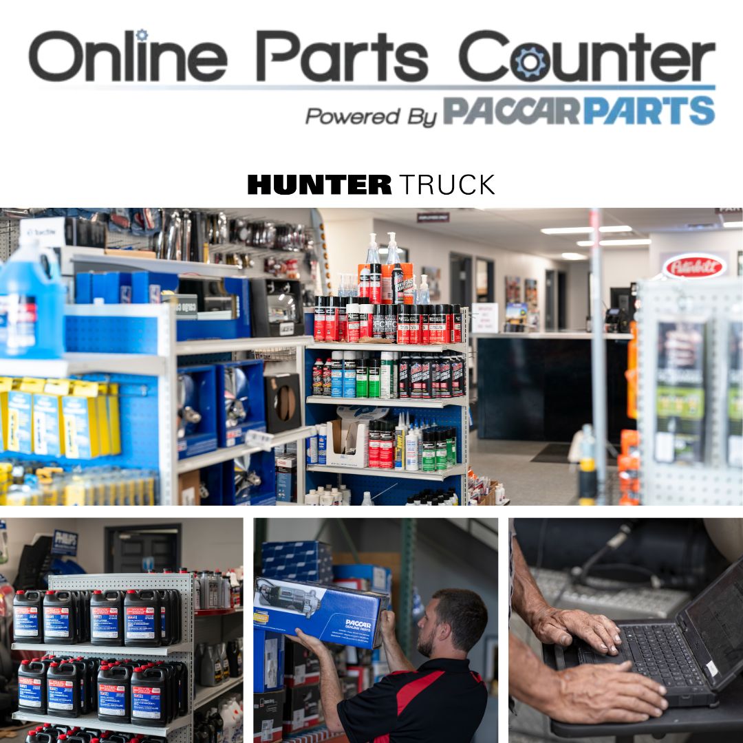 Multiple images in an ad showing Hunter Truck parts and why it is important to sign up for OPC (online parts counter)